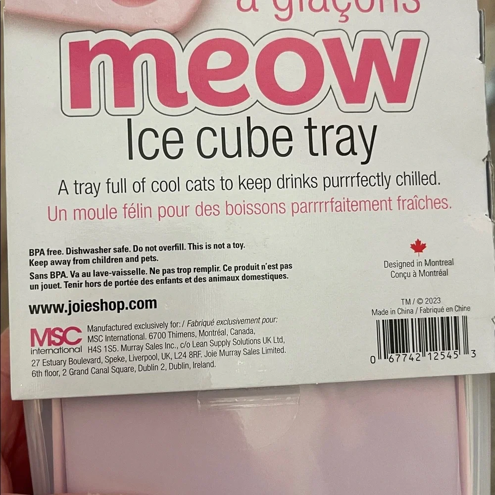 Joie Pink Meow Ice Cube Tray Pink Cat Shaped Silicone